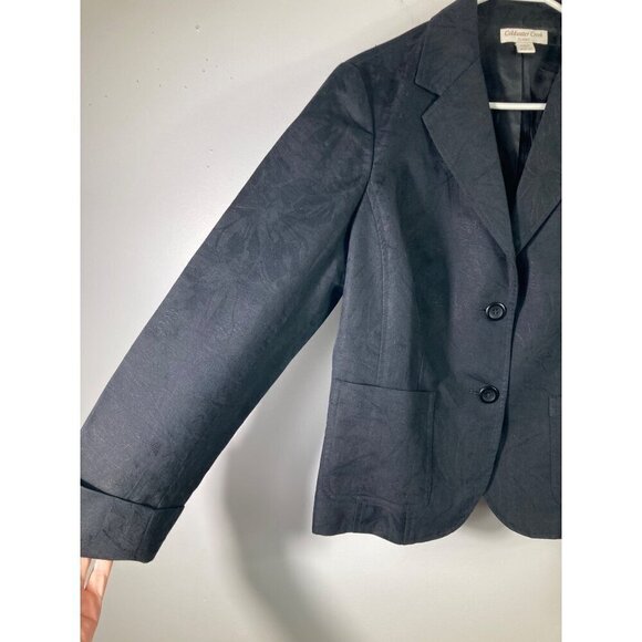 Womens Coldwater Creek Classic Textured Linen Cotton Lined Jacket Black M‎ - Picture 4 of 7